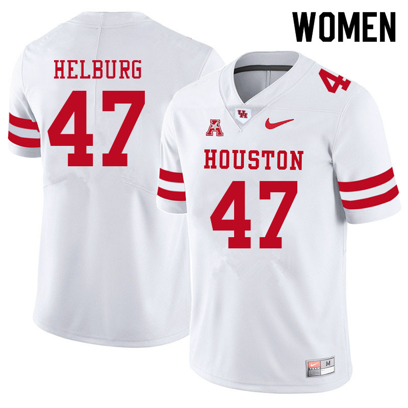 Women #47 Trevor Helburg Houston Cougars College Football Jerseys Sale-White - Click Image to Close